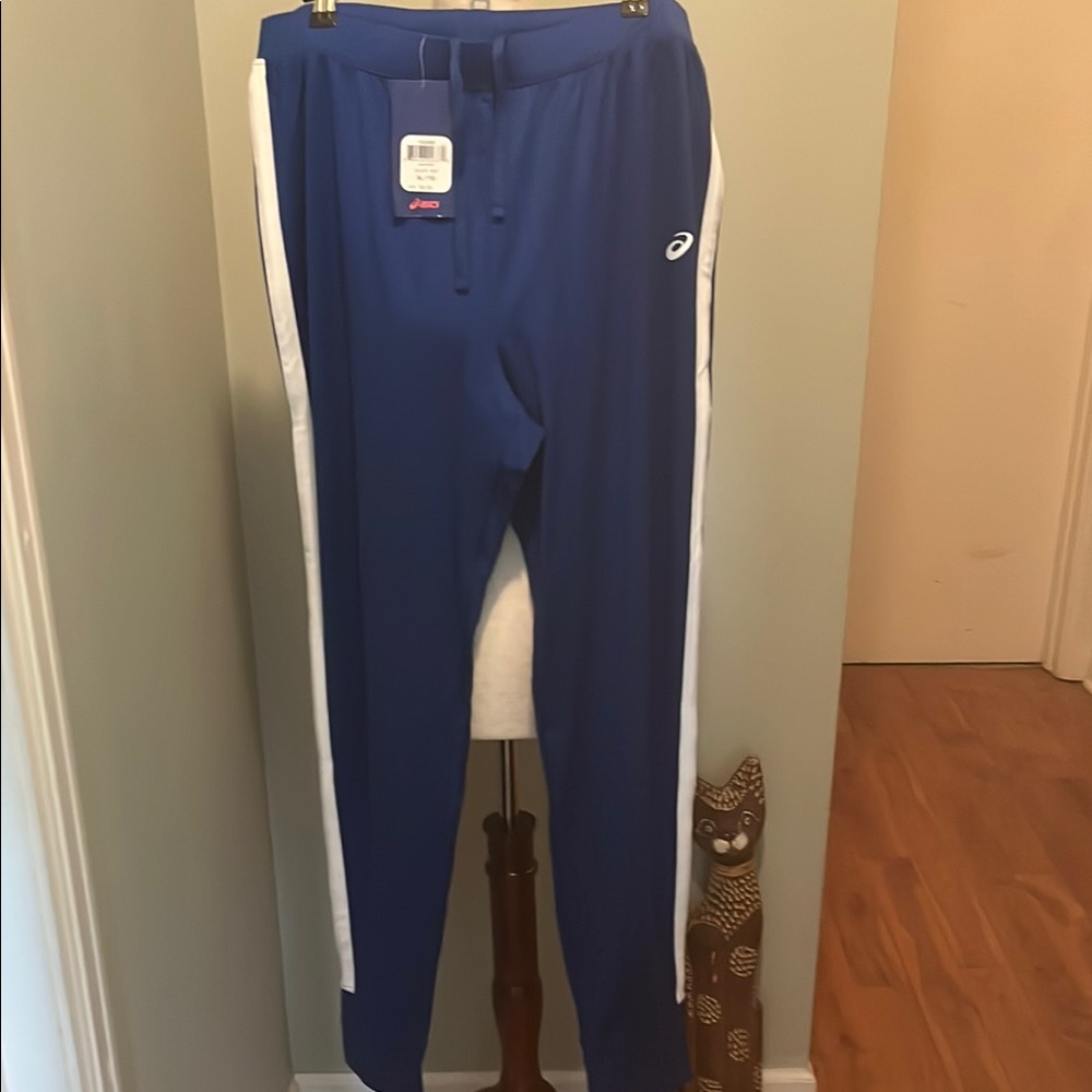 Asics Royal Blue Athletic Pants with White Accents